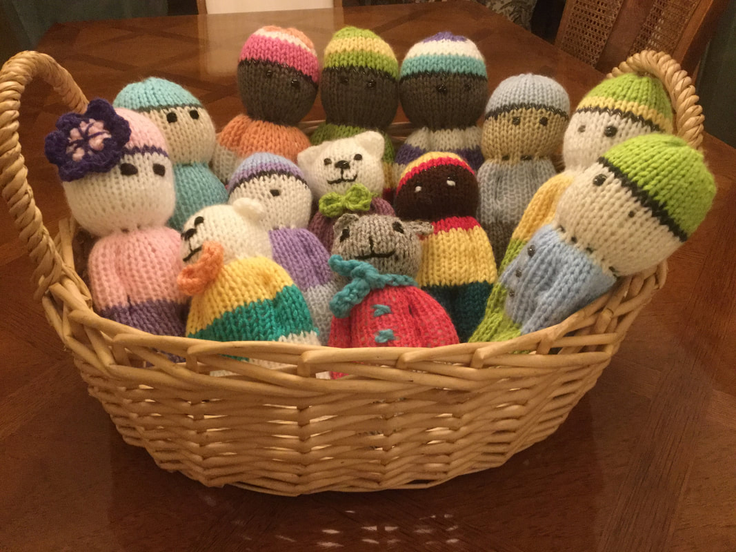 knitted comfort dolls for charity